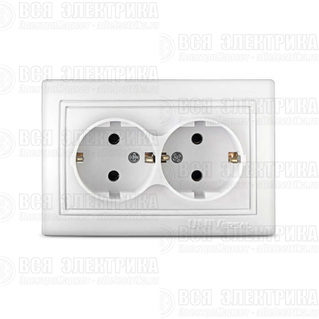 Розетка 2-м СП Севиль 16А IP20 с заземл. бел. UNIVersal С0128