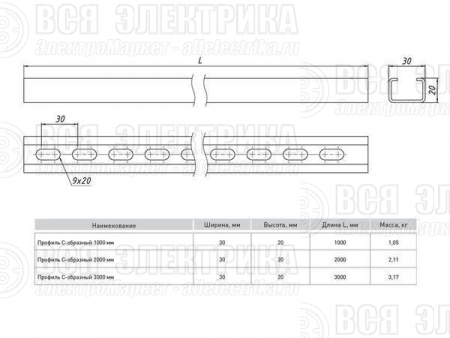 Профиль С-образный L2000 1.5мм EKF cp2000