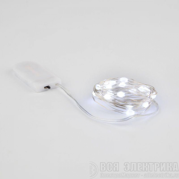 Гирлянда светодиодная "Роса" с крупными каплями 2м 20LED бел. 0.1Вт IP20 элементы питания 2хCR2032 (в компл.) Neon-Night 302-005