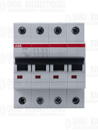 Выключатель автоматический модульный 4п C 25А 6кА S204 C25 ABB 2CDS254001R0254