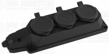 Колодка удлинителя 3-м с заземл. 16А IP44 K-3e-B-IP44 каучук черн. Эра Б0044545