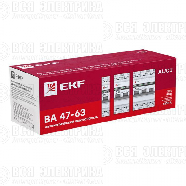 Выключатель автоматический модульный 1п C 0.8А 4.5кА ВА 47-63 PROxima EKF mcb4763-1-0.8C-pro