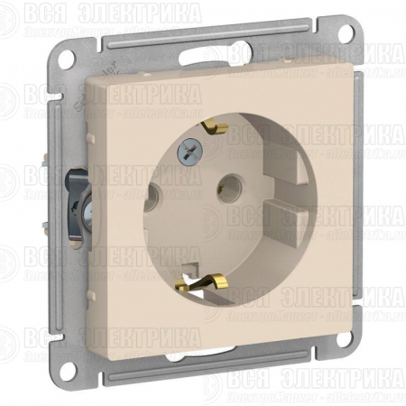Розетка 1-м СП AtlasDesign 16А IP20 с заземл. механизм беж. SE ATN000243