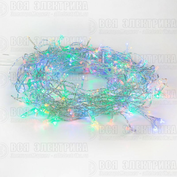 Гирлянда светодиодная "Светодиодный Дождь" 3х2м 240LED мультиколор 12Вт 230В IP20 свечение с динамикой провод прозр. Neon-Night 235-098
