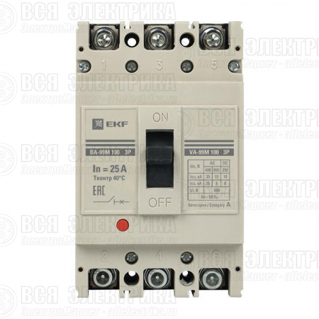 Выключатель автоматический 3п 100/25А 35кА ВА-99М PROxima EKF mccb99-100-25m