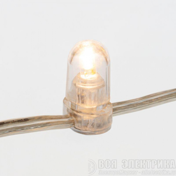 Гирлянда светодиодная "LED ClipLight" шаг 15см 665LED тепл. бел. 80Вт 12В IP65 эффект мерцания flashing бел.; провод прозр. ПВХ (уп.100м) Neon-Night 325-166