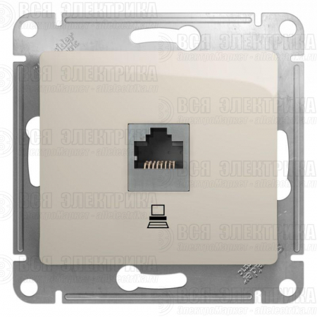 Розетка компьютерная 1-м Glossa RJ45 кат.5E механизм молочн. SE GSL000981K