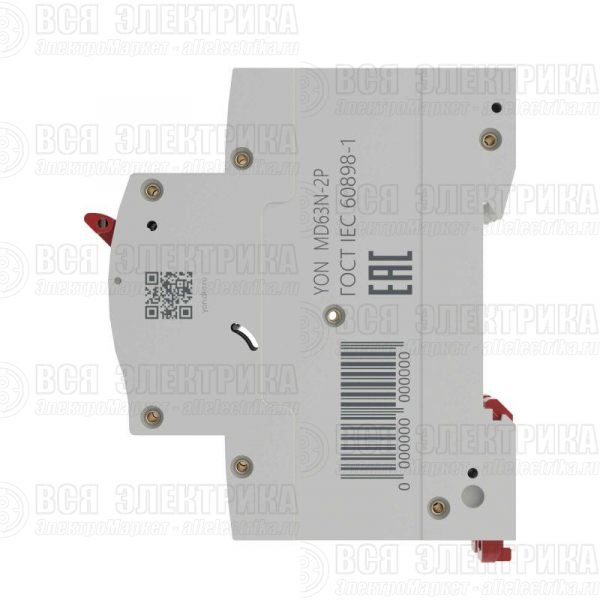 Выключатель автоматический модульный 2п C 63А 6кА MD63N YON MD63N-2PC63