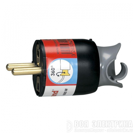 Вилка электрич. каб. Helium 16А поворот. с заземл. черн. Leg 050173