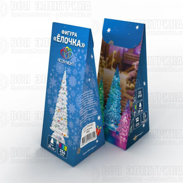 Фигура светодиодная "Елочка" 20см 1LED RGB 0.1Вт 4.5В IP20 элементы питания 3хAG13(LR44) (не в компл.) Neon-Night 513-023