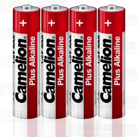 Элемент питания алкалиновый AAA/LR03 1.5В Plus Alkaline LR03-SP4 (уп.4шт) Camelion 12553