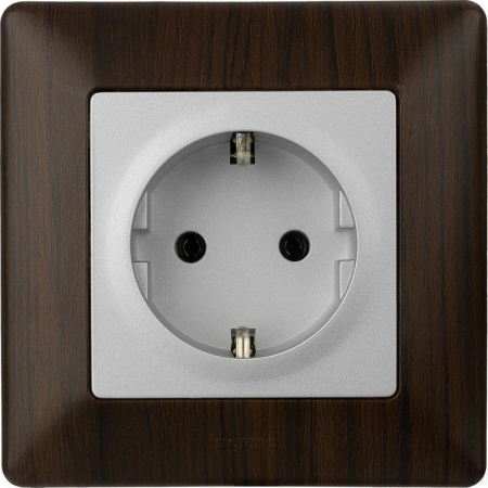 Механизм розетки 1-м СП Valena Life 16А IP2X 250В 2К+З с лиц. панелью безвинт. зажимы алюм. Leg 753621