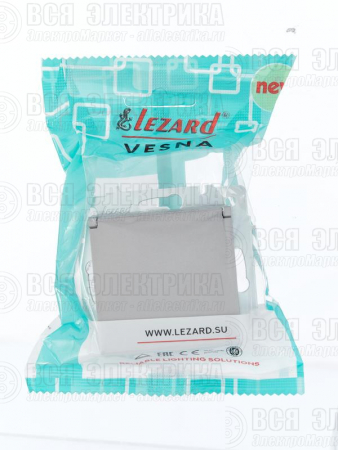 Розетка 1-м СП Vesna с заземл. с крышкой ПБТ механизм платина LEZARD 742-3588-123B
