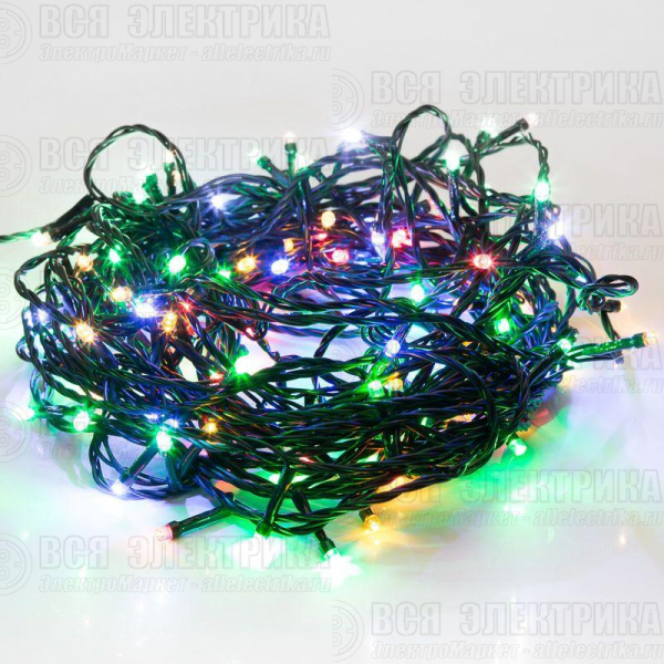 Гирлянда светодиодная "Твинкл Лайт" 6м 40LED мультиколор 5.1Вт 220-240В IP20 с контроллером 8 режимов провод ПВХ темн. зел. Neon-Night 303-029