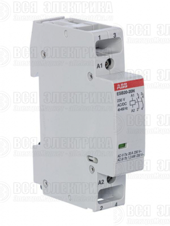 Контактор ESB20-20N-06 модульный (20А АС-1 2НО) катушка 230В AC/DC ABB 1SBE121111R0620