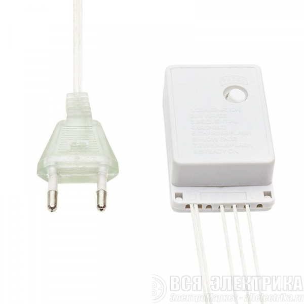 Гирлянда "Сеть" с контроллером 1.8х1.5м 180LED мульти. прозр. провод 15Вт 220В IP20 NEON-NIGHT 215-139