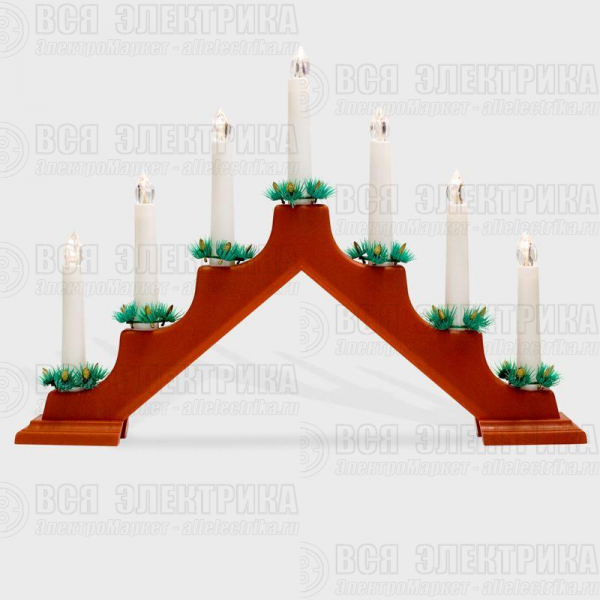 Горка новогодняя 7 свечек (7LED) тепл. бел. 0.5Вт 220-240В IP20 красн. Neon-Night 501-082
