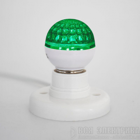 Лампа светодиодная 1Вт 9LED Шар d50 E27 зел. Neon-Night 405-214