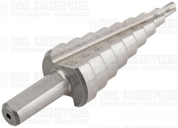 Сверло ступенчатое HSS (Р6М5) по металлу 9 ступеней 4-20мм FIT 36395