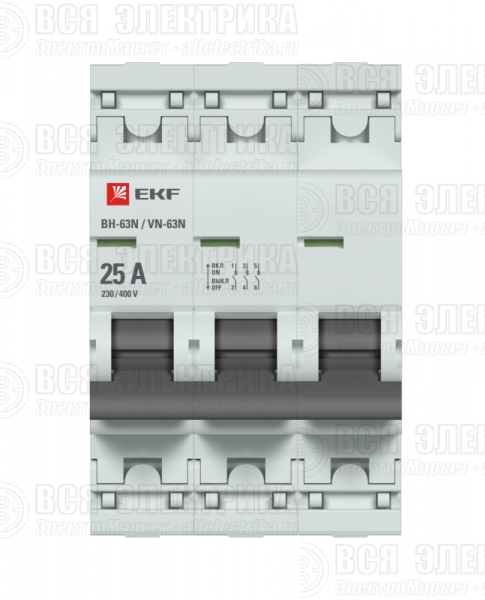 Выключатель нагрузки 3п 25А ВН-63N PROxima EKF S63325