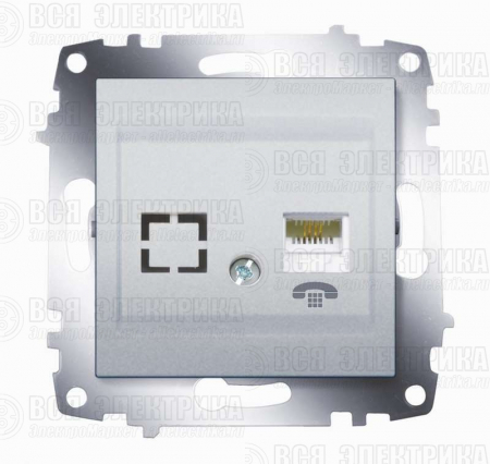 Розетка телефонная 2-м Cosmo RJ11 + гнездо механизм алюм. ABB 619-011000-221