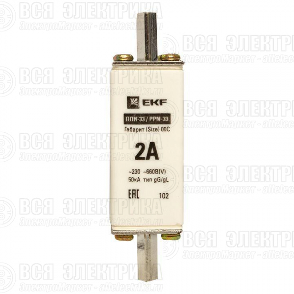 Вставка плавкая ППН-33 100/2А габарит 00C PROxima EKF fus-33/100/2