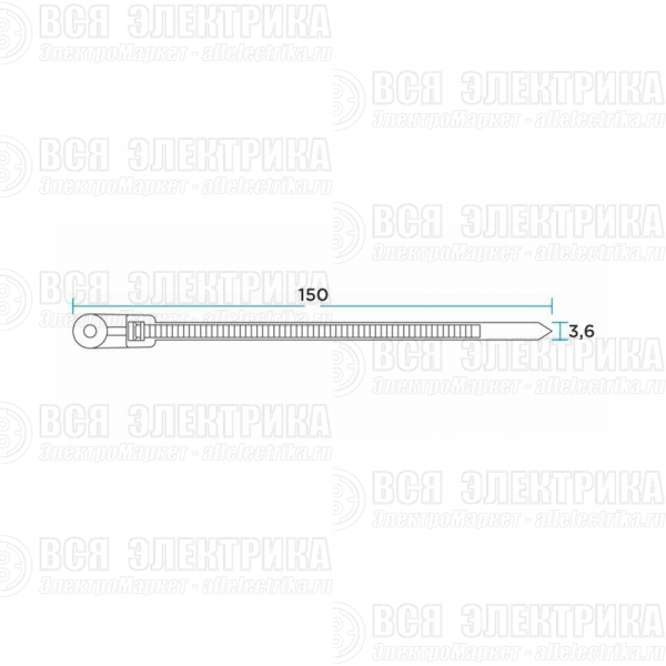 Хомут кабельный под винт 3.6х150 нейл. черн. (уп.100шт) Rexant 07-0155