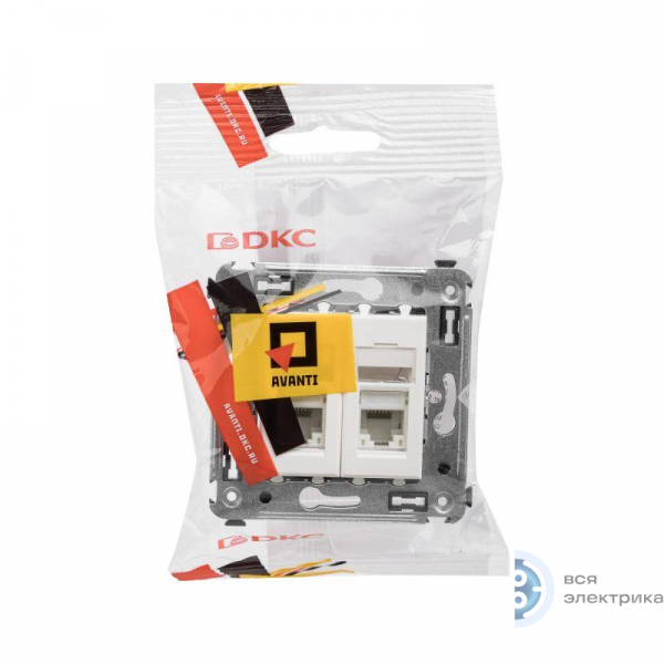 Розетка 2-м RJ-45 СП кат.5e Avanti "Белое облако" DKC 4400464