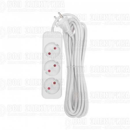 Удлинитель 3х5м без заземл. STANDARD 2х1кв.мм бел. Rexant 13-4008