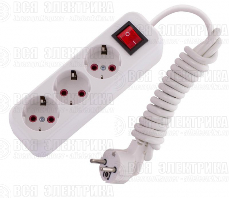Удлинитель 3х2м с заземл. 16А IP20 Lila с выкл. LEZARD 720-0302-302