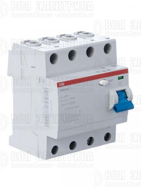 Выключатель дифференциального тока (УЗО) 4п 40А 100мА тип AC F204 ABB 2CSF204001R2400