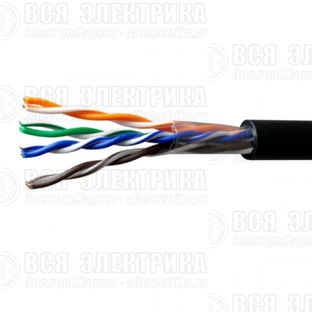 Кабель витая пара U/UTP кат.5E 4х2х24AWG solid Cu PE Outdoor Standart черн. (м) SUPRLAN 01-0325-1