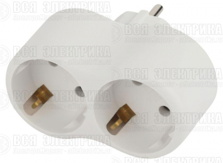 Разветвитель 2-м с заземл. 16А IP20 SPx-2e-W бел. Эра Б0053478