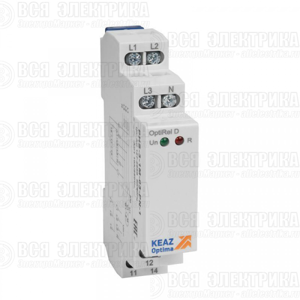Реле контроля фаз OptiRel D PHS-3-1M-03-PN-1 чередования обрыва фаз 3Ф+N 1СО КЭАЗ 331983