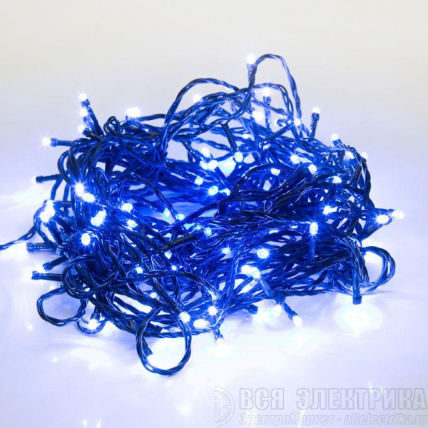 Гирлянда "ТВИНКЛ ЛАЙТ LED" (с контроллером 8 режимов) 6м 40LED 4Вт 220В IP20 син. провод темн.-зел. ПВХ NEON-NIGHT 303-023