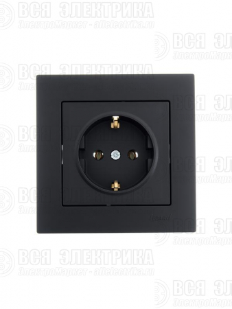Розетка 1-м СП Vesna с заземл. ПБТ механизм черн. бархат LEZARD 742-4288-122B