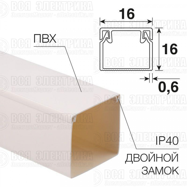 Кабель-канал 16х16 L2000 бел. Rexant 28-1616-2