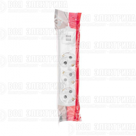Колодка 3-м с заземл. PREMIUM 2 USB бел. Rexant 13-4402