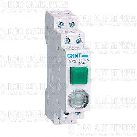 Кнопка модульная NP9-10D3/1 с подсветкой 1НО AC/DC 230В зел. (R) CHINT 584054