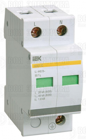 Ограничитель перенапряжения ОПС1-D 2P IEK MOP20-2-D