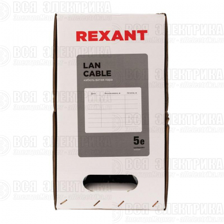 Кабель витая пара U/UTP кат.5E 4х2х24AWG solid CU PE Outdoor черн. (м) Rexant 01-0045