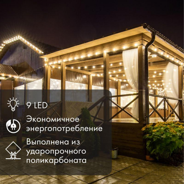 Лампа светодиодная 1Вт 9LED Шар d50 E27 бел. Neon-Night 405-215