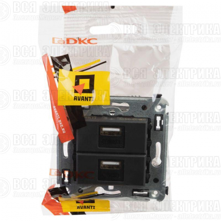 Устройство зарядное USB СП Avanti "Черный матовый" DKC 4412543
