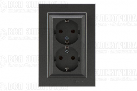 Розетка 2-м СП Karea 16А IP20 с/з дым. металлик Makel 56050082