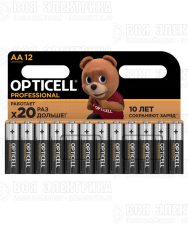 Элемент питания алкалиновый AA/LR6 (блист. 12шт) Professional Opticell 5052005