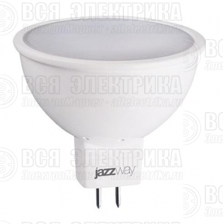 Лампа светодиодная PLED-ECO 5Вт JCDR MR16 рефлектор матовая 3000К тепл. бел. GU5.3 400лм 230В 50Гц JazzWay 1037077A