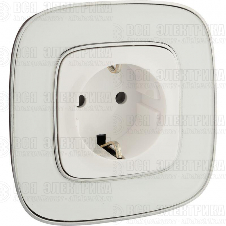 Розетка 1-м СП Valena Allure 16А IP2X 250В 2P+E безвинтов. клеммы с лицев. панелью механизм бел. Leg 753721