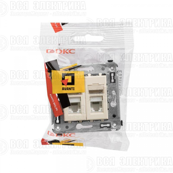 Розетка компьютерная 2-м СП Avanti "Ванильная дымка" RJ45 кат.5E DKC 4405464