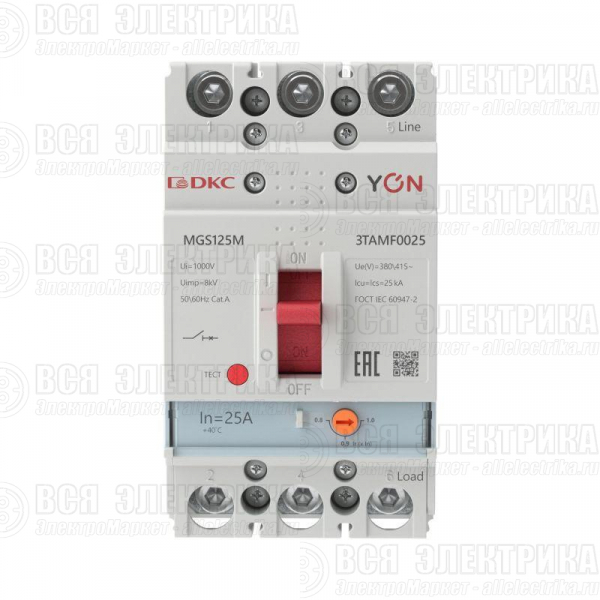 Выключатель автоматический MGS125 3P 20-25A 25kA YON MGS125M-3TAMF0025