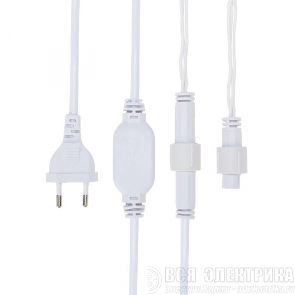 Гирлянда светодиодная "Айсикл" (бахрома) 4.8х0.6м 176LED бел. 11Вт 220В IP65 эффект мерцания провод бел. ПВХ Neon-Night 255-165